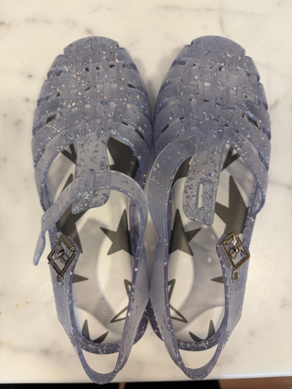 NIB sz3 Melissa Girls Sparkly Lavender Jelly Sandals